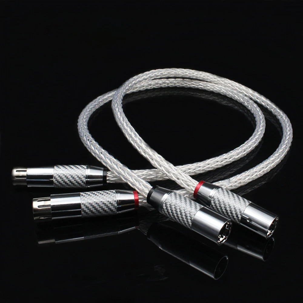 

Audiophile 8AG XLR Balance Cable Silver Plated Single Crystal Copper HiFi Audio Line Carbon Fiber Plug