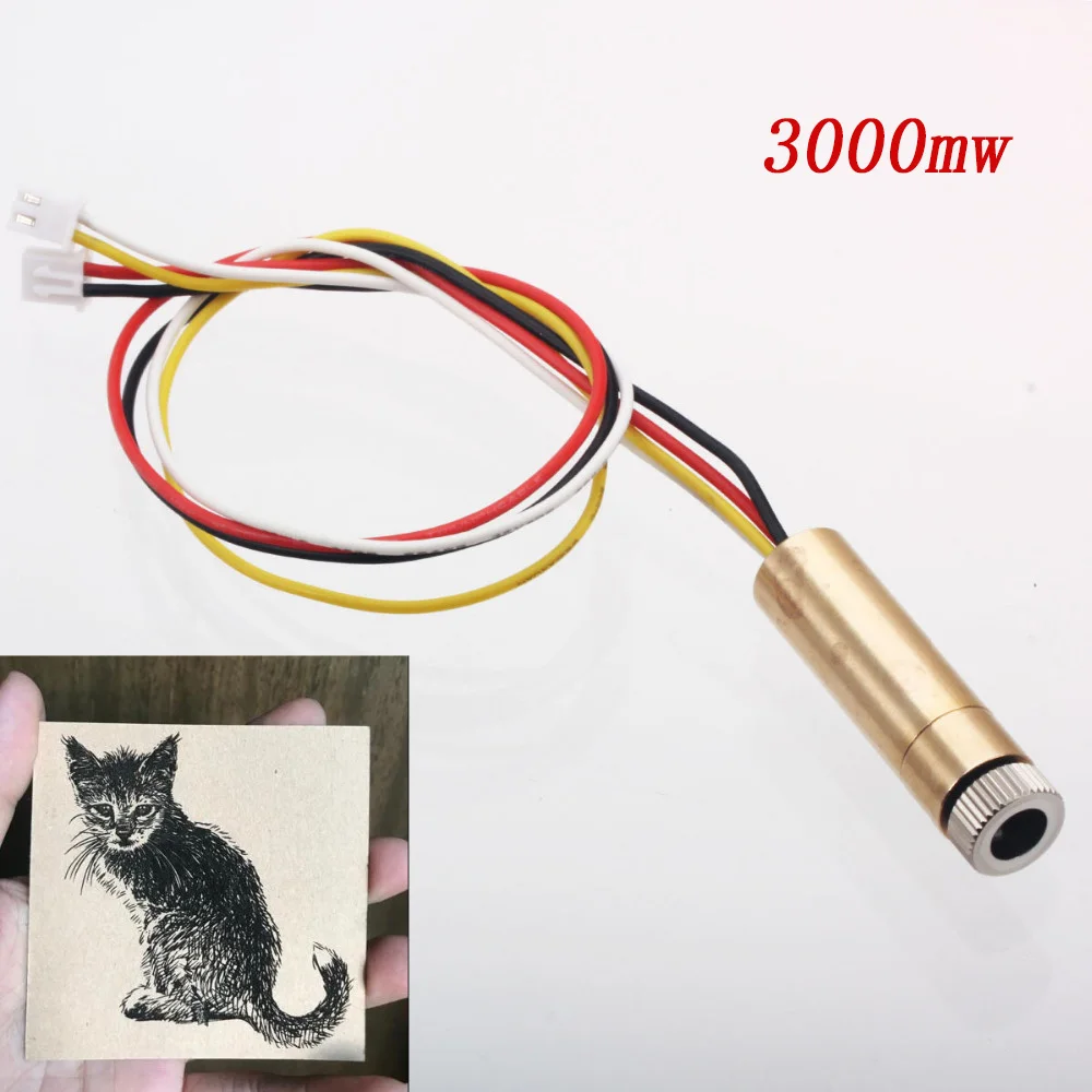 NEJE-módulo láser DK-8-KZ de 3000mW, Kit de reemplazo de Control TTL/PWM de 4 pines, 445nm, enfoque ajustable, grabado de tallado DIY
