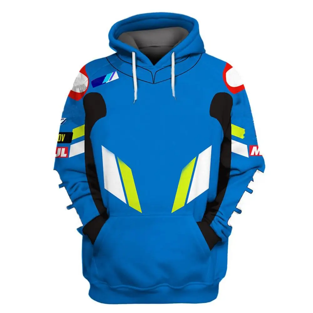 NEW Motorcycle Blue Sweatshirt Hoodie For Suzuki Motorbike ATV Bike Riding Motocross Casual Sport Sweater