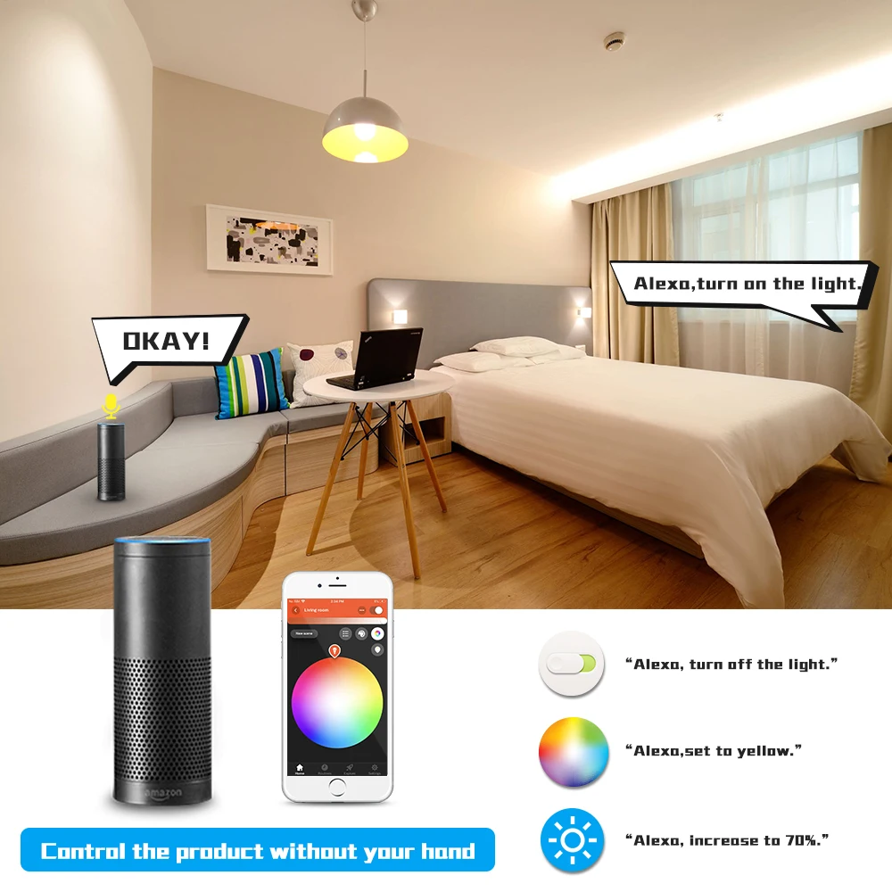 Zigbee LED Strip Light Work with Alexa Echo Plus RGB RGBW RGBCCT Warm White 24V Zigbee Controller Smart Phone Control LED Light