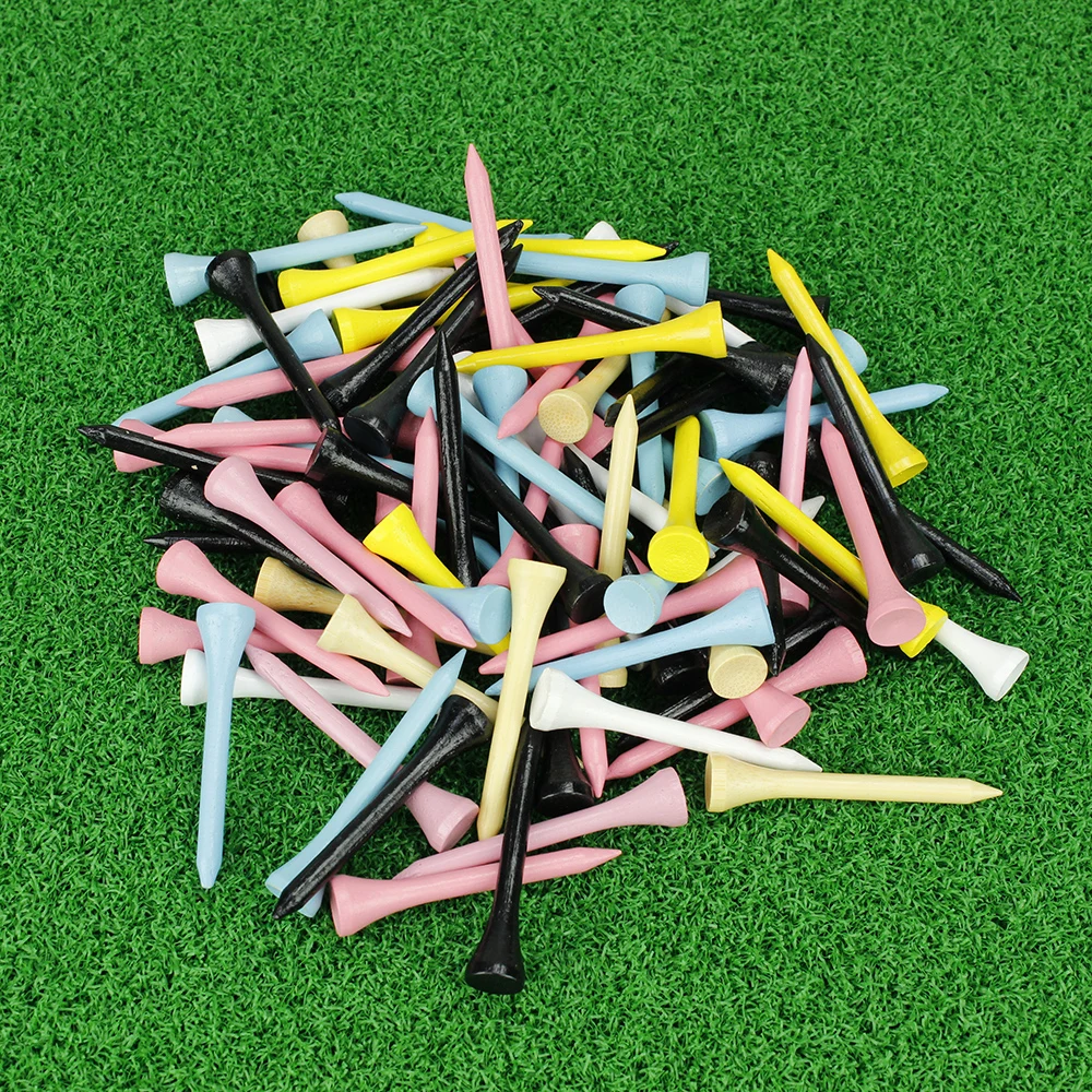 100Pcs/Pack 54MM High Quality Color Bamboo Golf Tees Wood Supplies Accessories