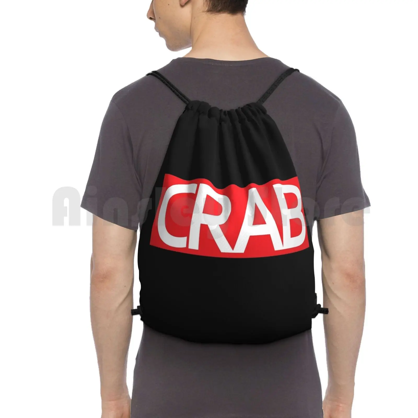 Crab Backpack Drawstring Bags Gym Bag Waterproof Crab Crabs Superhero Ocean Krabby