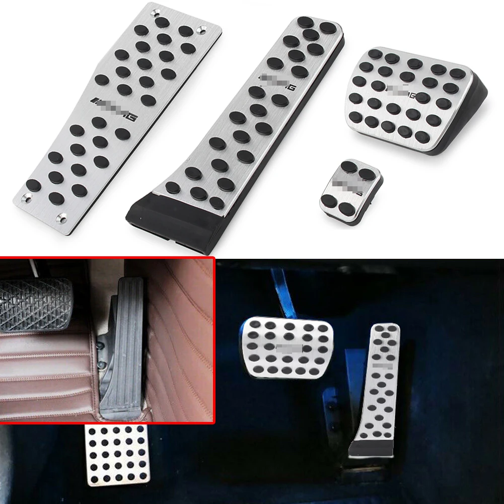 Car Throttle Brake Fuel Pedal Cover Set For Mercedes Benz C Class 2015-2019 & E Class GLC Class 2016 2017 2018 2019 4Pcs