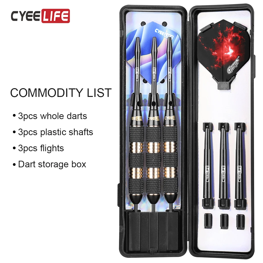 CyeeLife 30g Steel tip darts professional with case,3Packs/6Packs,Aluminium Shafts+PVC Shafts with Extra Flights