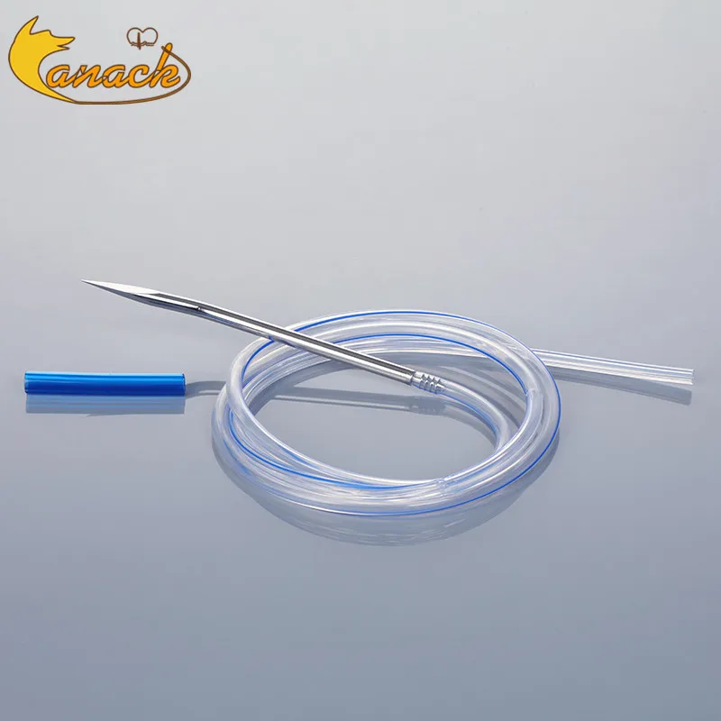 Canack Animal 100% Medical Silicone Round Channel Fluted Drains with trocar without trocar 1piece