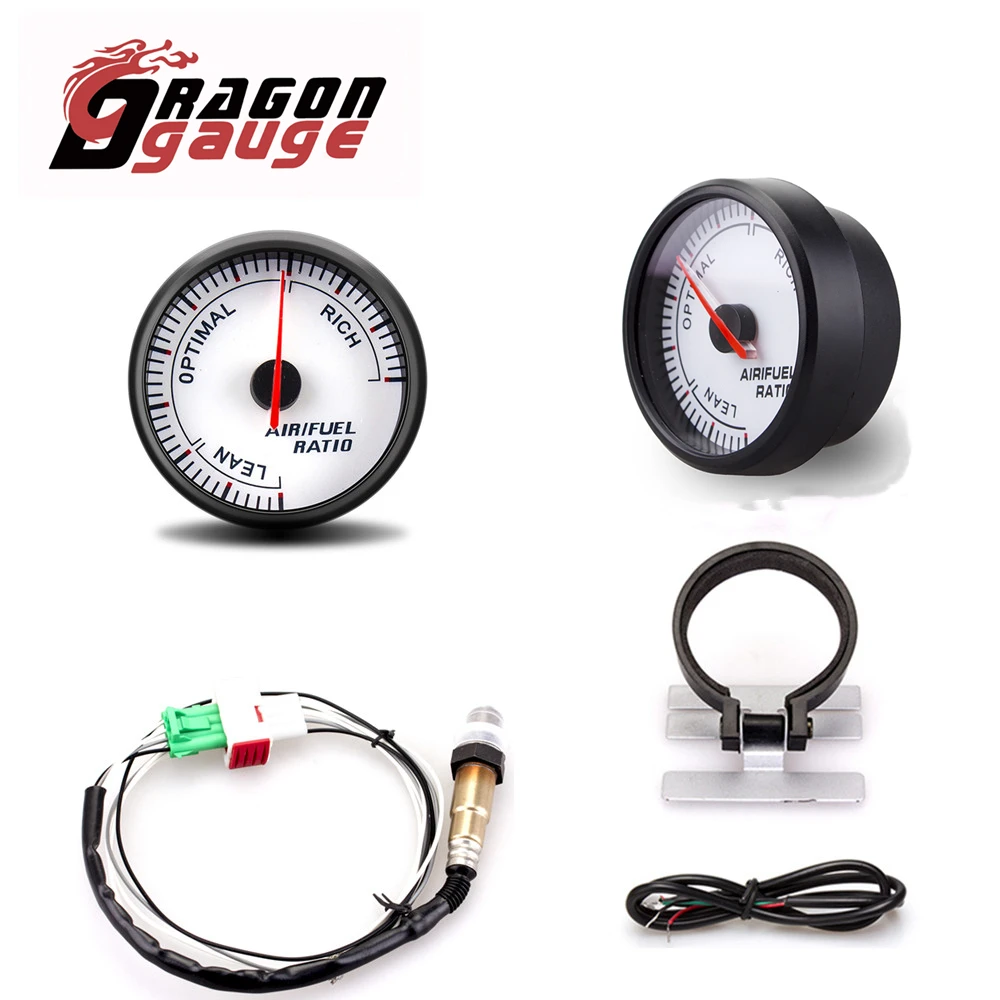 DRAGON GAUGE 60mm Air Fuel Ratio Gauge With Gauge Rack and Narrowband O2 Oxygen Sensor AFR Gauge Car Gauge 0258006028