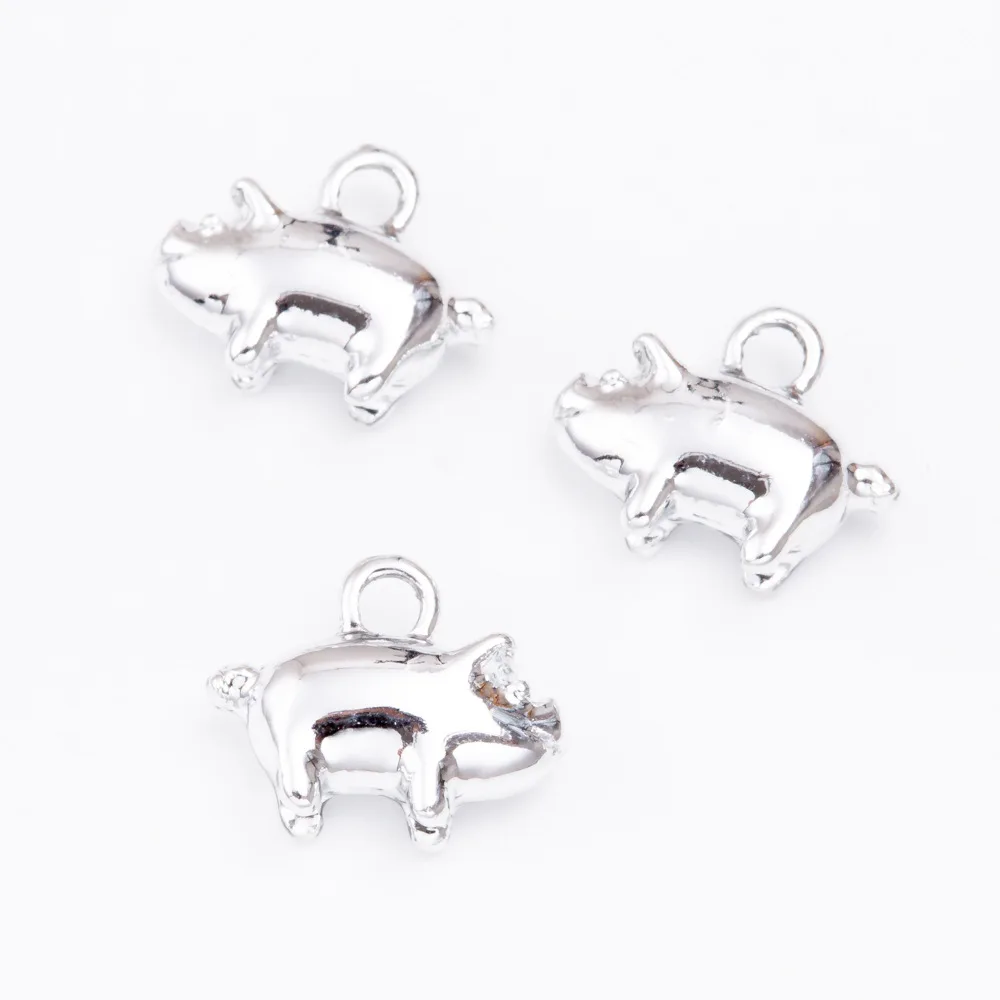 8 Pieces Gold Color Alloy Enamel Cute Pig Charms Pendant Accessaries For DIY Bracelet Necklace Jewelry Making Earring Findings