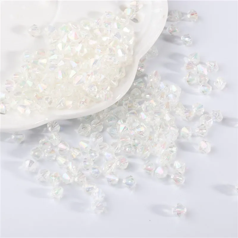 Cuentas de rombo de cristal de 6mm, abalorios acrílicos bicono sueltos, perlas brillantes para pulsera, fabricación de joyas DIY, venta al por mayor, 100 Uds.