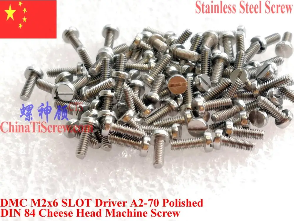 DIN 84 Stainless Steel M2 screw M2x3 M2x4 M2x5 M2x6 M2x8 M2x10 M2x12 M2x14 M2x16 Cheese Head SLOT Driver A2-70 Polished