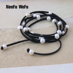 NeeFuWoFu Coreano Velluto Perla D'acqua Dolce Del Braccialetto Della Collana a doppio scopo Braccialetti Con Ciondoli Boemia de Madera Pulseira Gioielli