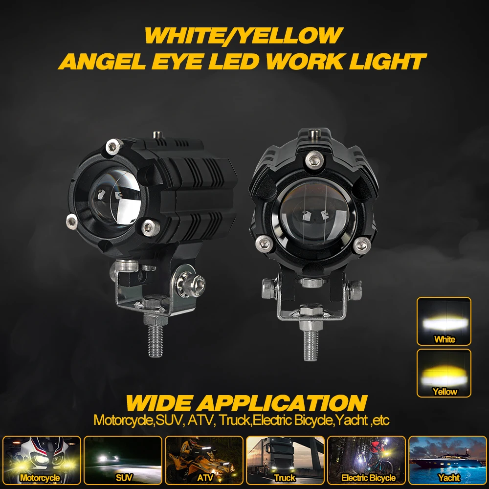 1 Pair 50W Led Motorcycle Headlight White/Yellow Working Fog Light With High/L Beam For Yamaha Tenere 700 BMW r1250gs r1200gs ad