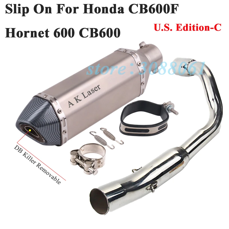 Slip On For Honda CB600F Hornet 600 CB600 Motorcycle Full Exhaust Escape Modified Middle Link Pipe Muffler DB Killer Removable