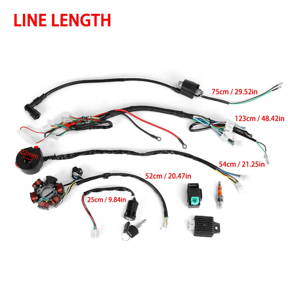 1Set Electrics Wiring Harness CDI Stroke 6 Coil For Motorcycle ATV Quad Pit Bike Buggy Go Kart 50cc 70cc 90cc 110cc 125cc