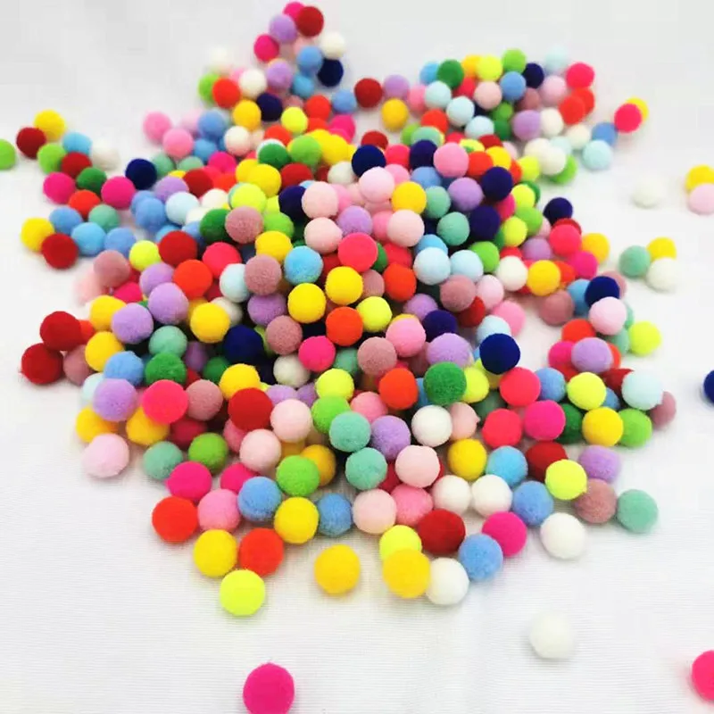 

Children's toys pompons needlework 10/15/20/25mm High elastic Pompom Ball DIY Glue Sewing DIY hobby Pompon 100 pcs/bag