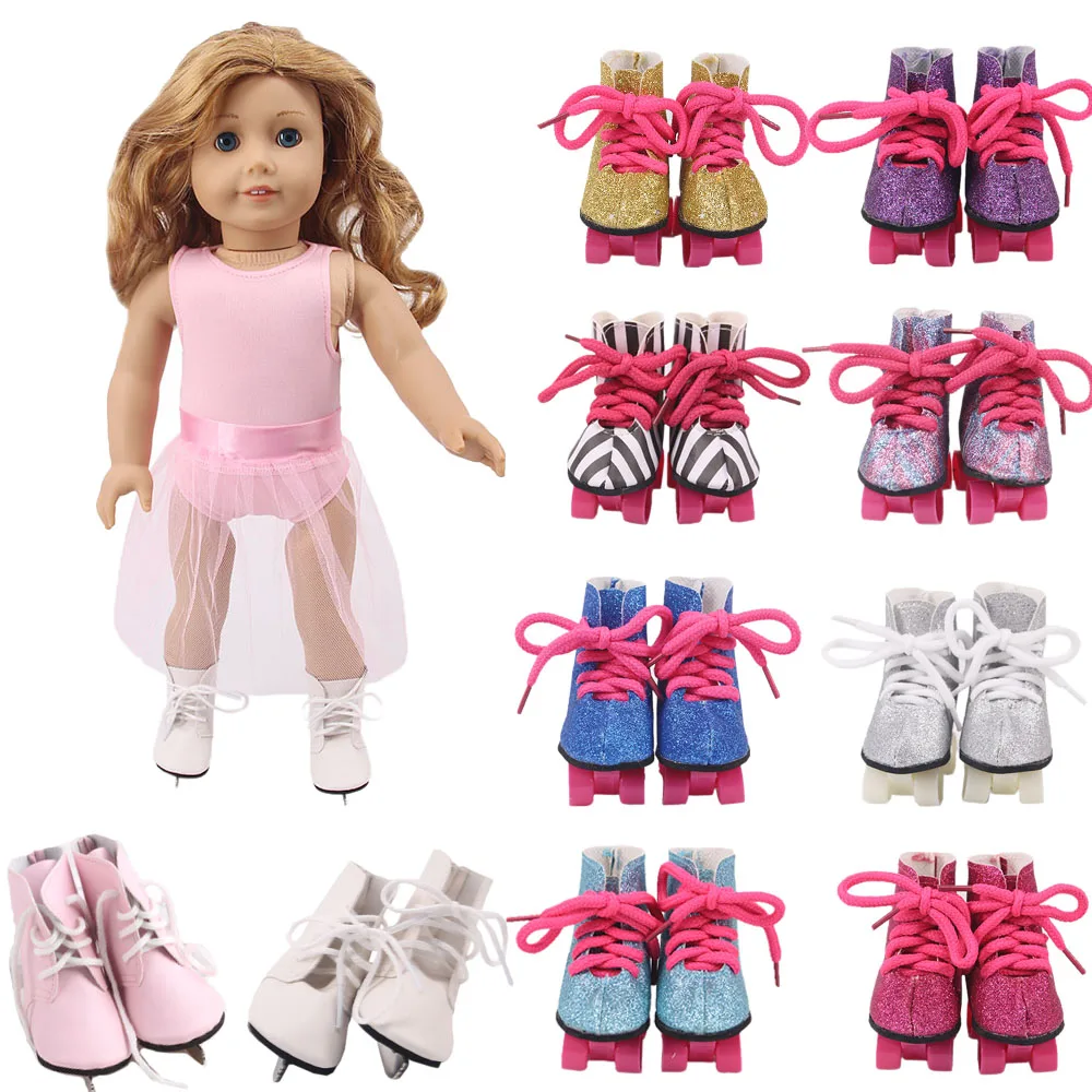 Doll Skate Shoes 12 Colors Ice Skate Blade Handmade For 18 Inch American Doll&43 Cm Born Doll Our Generation Gift Kid Toy Doll