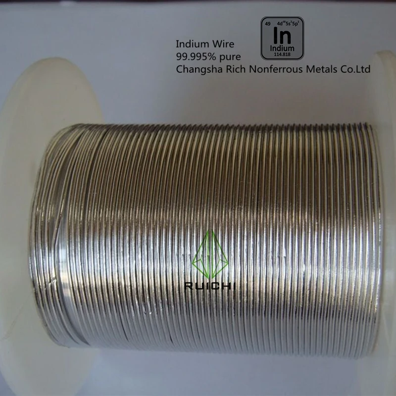 99.995% Pure 0.5/0.8/1/1.5/2/2.5Mm Diameter Indium Draad, 1 Meter Per Spoel