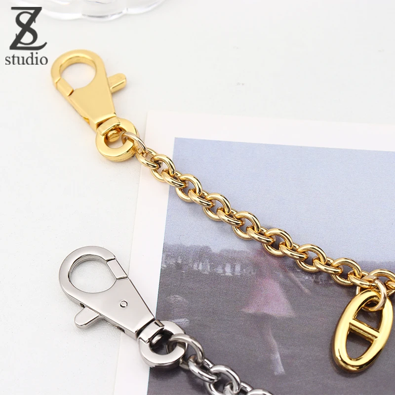 Luxury Style Decorative Ornaments Keychain  Women\'s Bags Chain Pendants Gold Color Charm Silver Short Chain