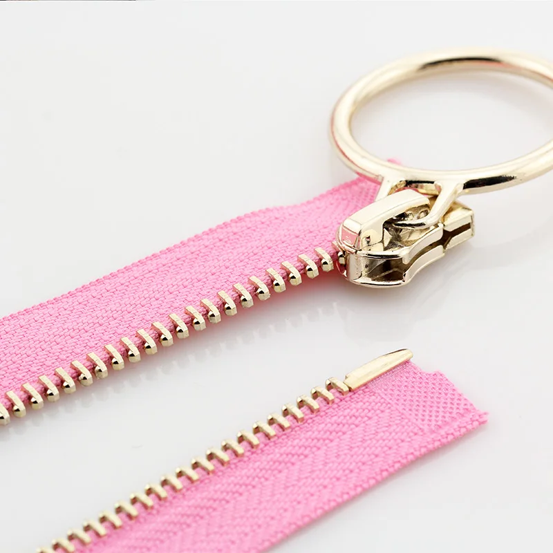 5# 60/70/80/90/100/120/150 cm metal zipper open-end auto lock circle  for sewing clothing rose gold zipper