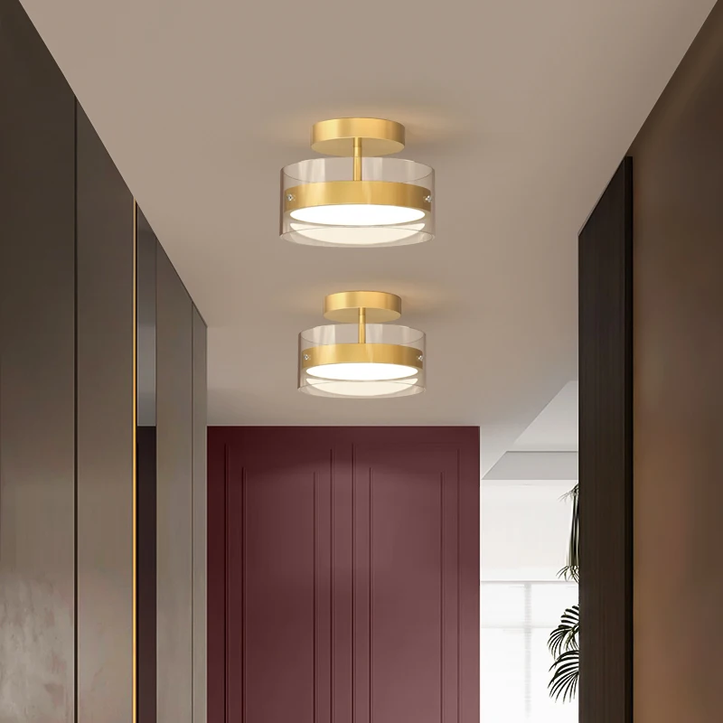 

FKL Modern Golden LED Ceiling Light Round Simple Balcony Corridor Aisle Light Entrance Light