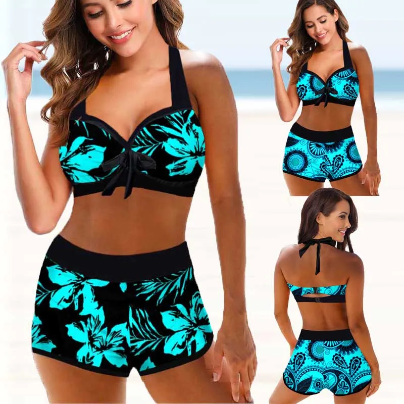 2022 New High Waist Bikini Sexy Swimsuit Women Print Bathing Suit Bikini Set Plus Size Swimwear Female Beach Swimming Suit