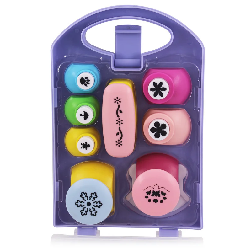 8pcs Punching Machine Set Kids DIY Handmade Punching Machine Labor-saving Embossing Machine Punching Machine Set Gifts