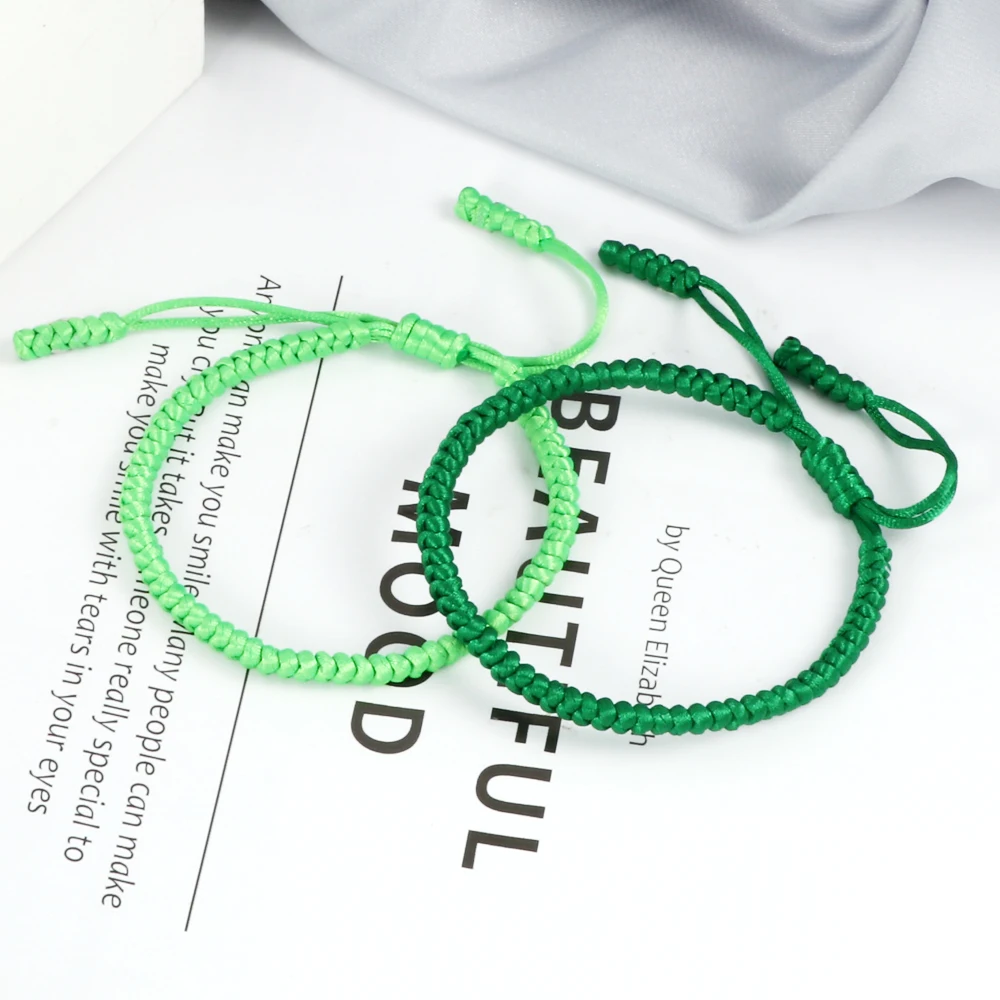 10 Styles Green Braided Bracelets For Women Men String Chain Rope Knots Amulet Gift Tibetan Woven Bracelet Friendship Jewelry