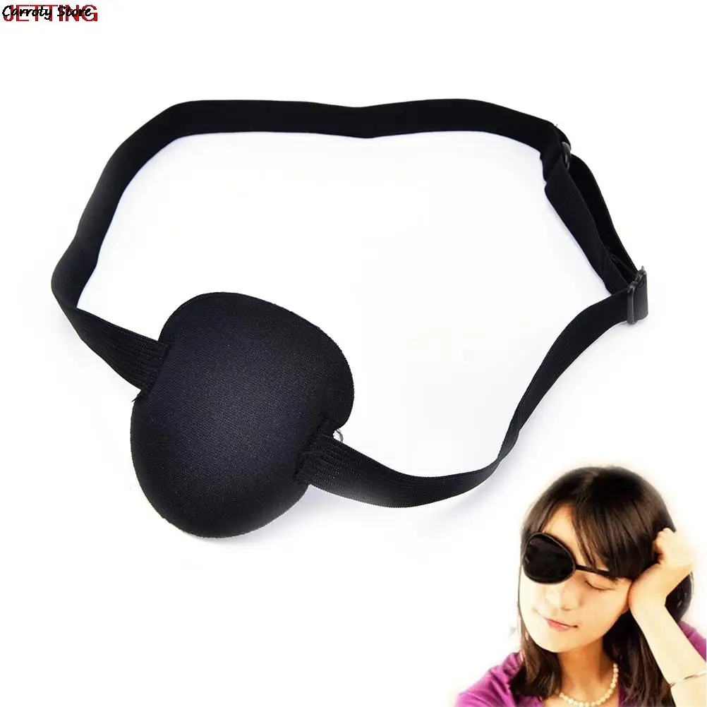 1pc Adjustable Strap Washable Sleep Snoring Eyeshades Black Medical Use Concave Eye Patch Foam Groove Relieve Astigmatism