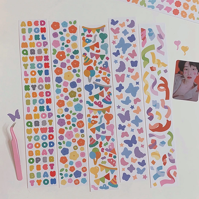 1 Pcs Korea Color ribbon butterfly waterproof sticker Scrapbooking Stick Label Diy Diary Album Stationery Ins Hot Kawaii Sticker