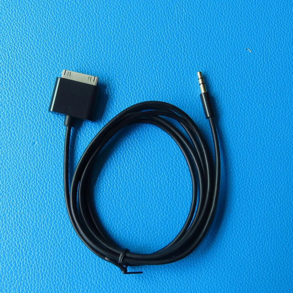 Kabel audio AUX 1,5 m z wtykiem 30-pinowym (męski) do gniazda 3,5 mm (męskie) do samochodowego systemu stereo, kompatybilny z urządzeniami iOS. — zdjęcie produktu 4