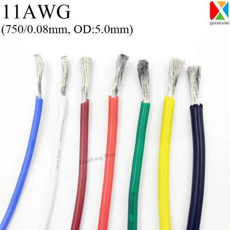 1M Wire Cable 11AWG Super Soft Silicone Insulated High Temperature Flexible Heat-Resistant Lighting Line Electronic Copper Wire