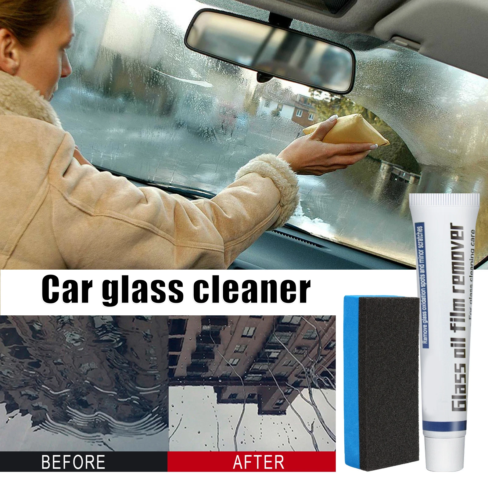 2021 Car Glass Polishing Cream Anti-Fog Water Repellent Degreasing Agent Cleaner for Bathroom Window Glass Windshield 20g