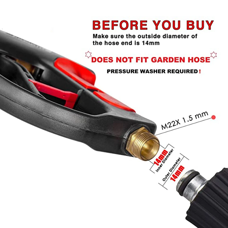 Kit de lavado a presión Premium de 8 piezas Pistola pulverizadora de 2600 PSI, manguera de 25 \'2600 PSI, varita de 16 \
