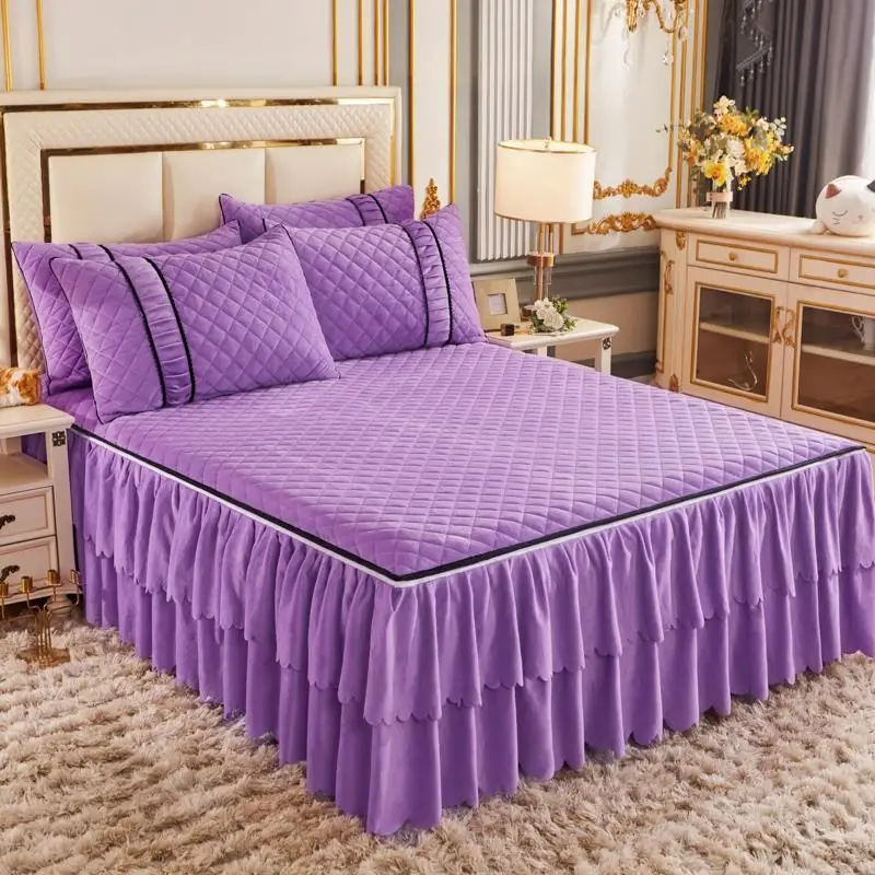 High Quality Deluxe Soft Bed Skirt, Plush Quilted Bed Cover, Plus Size and Oversized Bed Cover, Not including Pillowcase, Winter