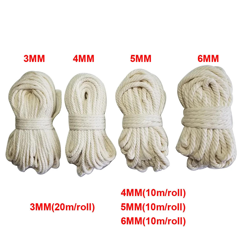 Thicker 100% Natural cotton rope 3mm-10mm twine macrame cords tag hang handmade accessory DIY