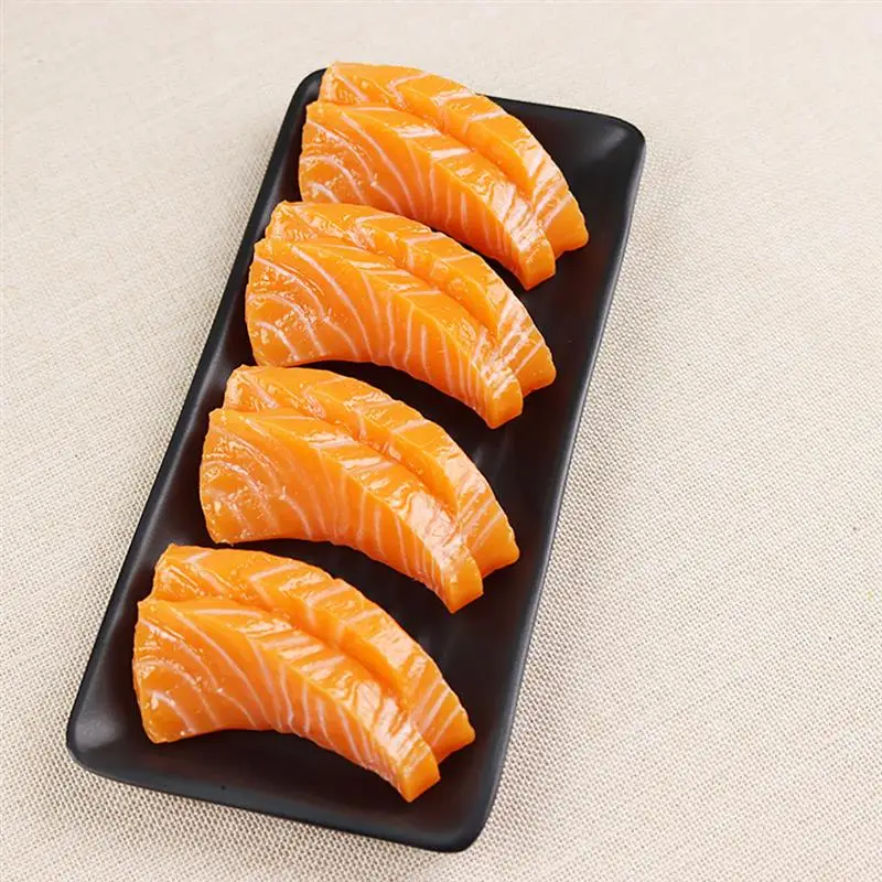 1PC/2PCS Artificial Food Realistic Salmon Fillet Simulated Sushi Food Prop For Restaurant Photography Props Fake Food Model