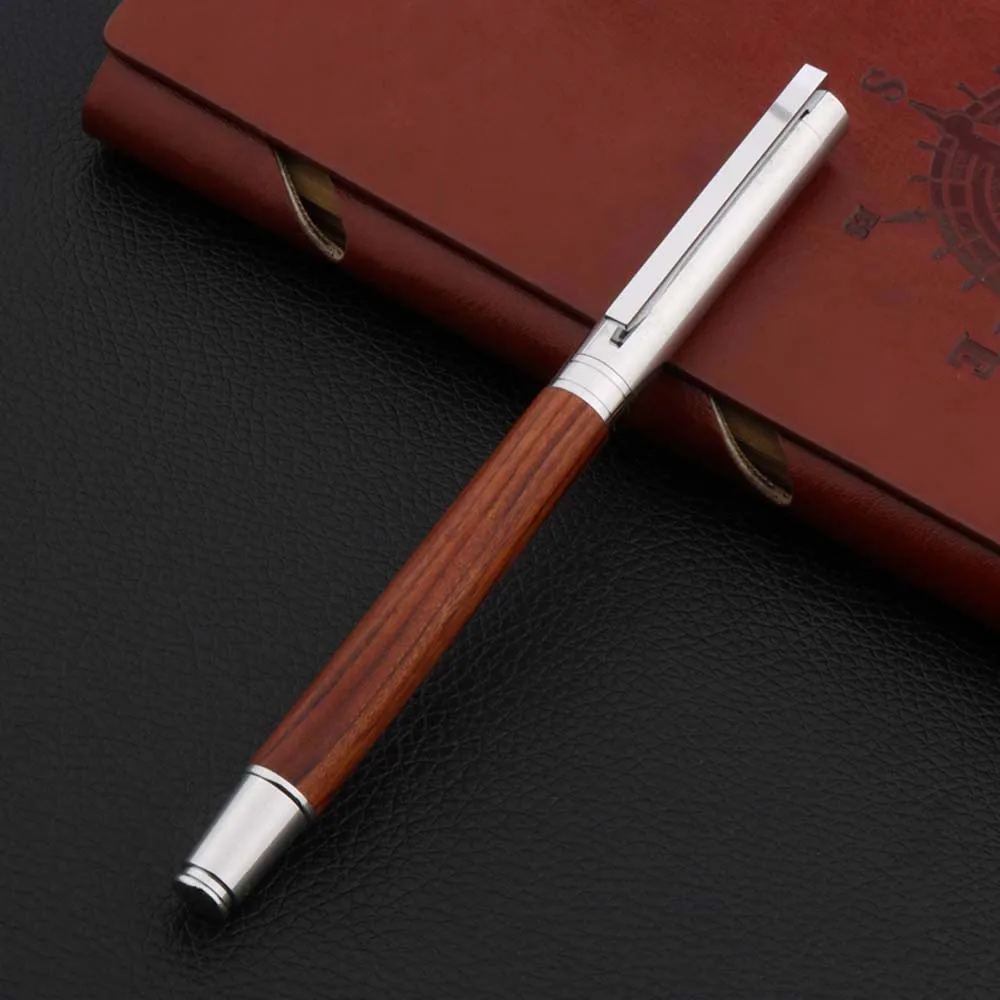 High Quality 200 Wood ball point Pen Sandalwood Stainless Steel Rollerball Pens Business Office School Supplies Writing Ink Pens image 3