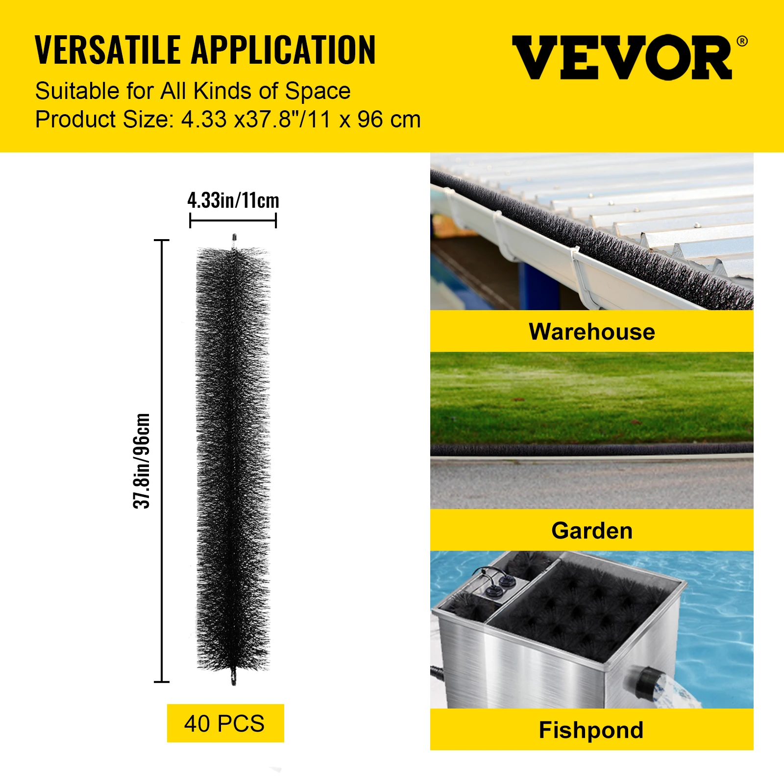 VEVOR Gutter Guard Cylinder-Shaped Brush Easy On Gutter Guard 5