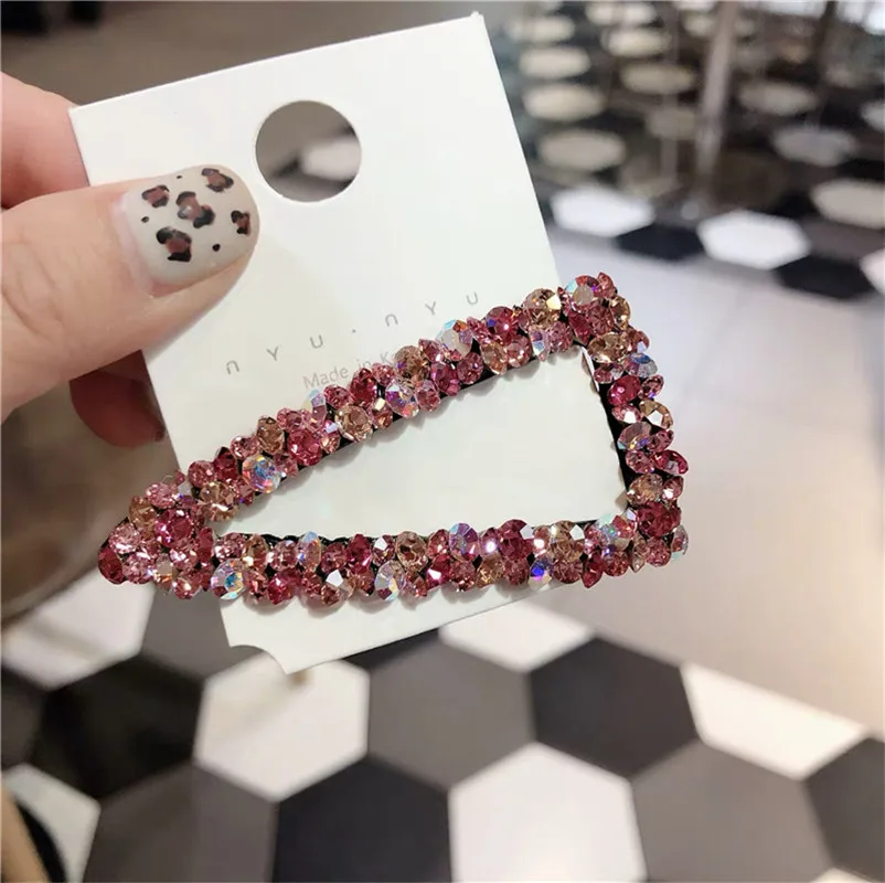 Fashion Girls Women Hair Clips Geometric Imitation Crystal Hairpins Retro Triangle Crystal Hairgrips Hair Accessories for Femme