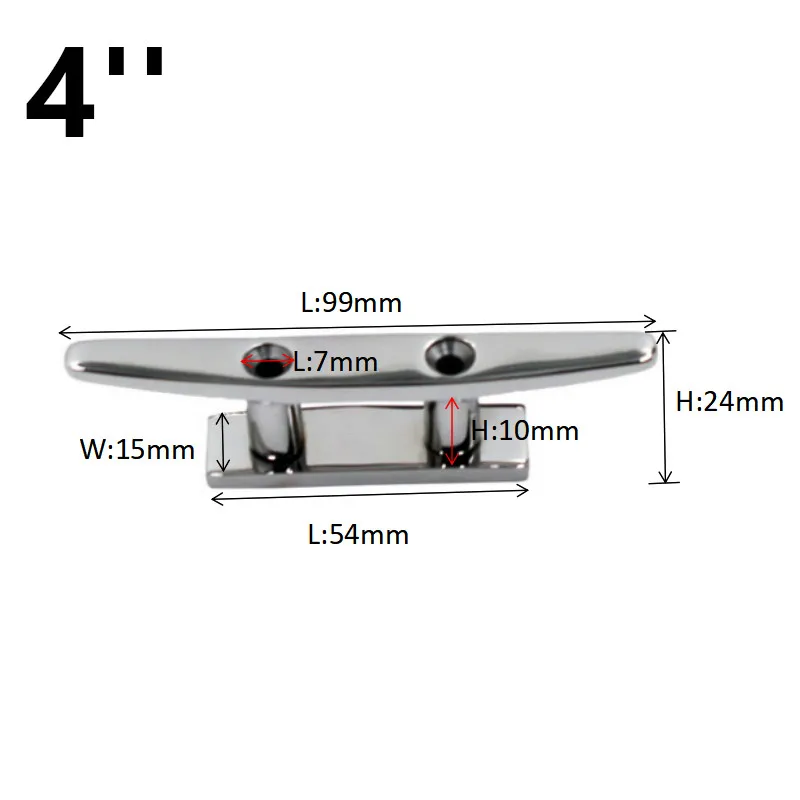 4 Inch High Quality 316 Stainless Steel Polished Combo Mooring Cleat 100mm boat cleat for marine boat yacht