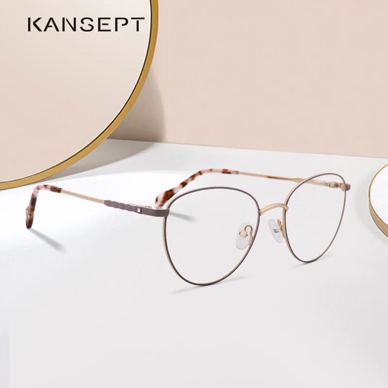 KANSEPT Glasses Frame Women Retro Round Prescription Eyeglasses Vintage Myopia Optical Frame Eyewear Eye Glasses for Women 2329