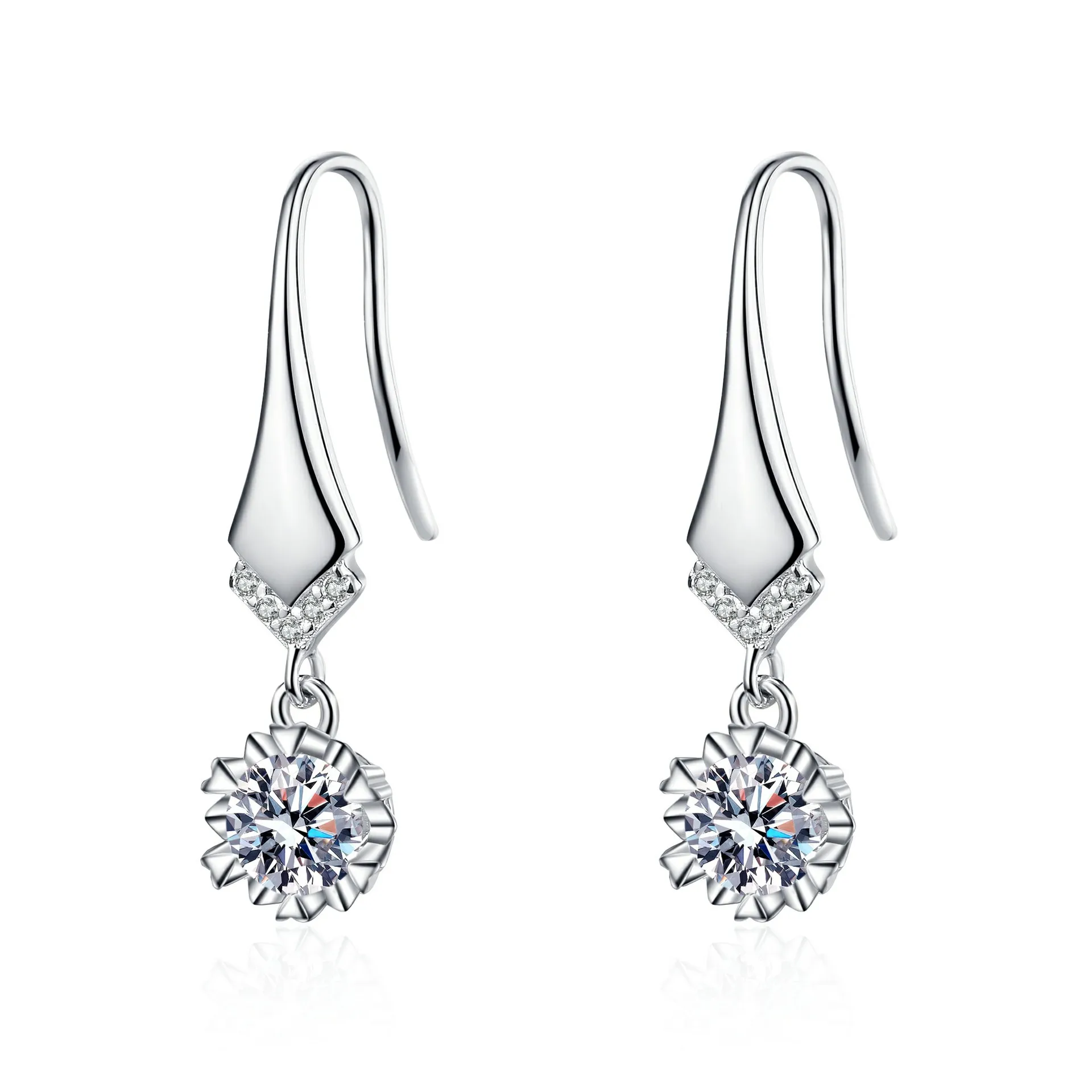 Imagem -06 - Prata Esterlina Dangle Brincos para Mulheres Platinum Chapeamento de Pedras Preciosas Diamante Flor Brincos Gota Moissanite Real Jóias Finas