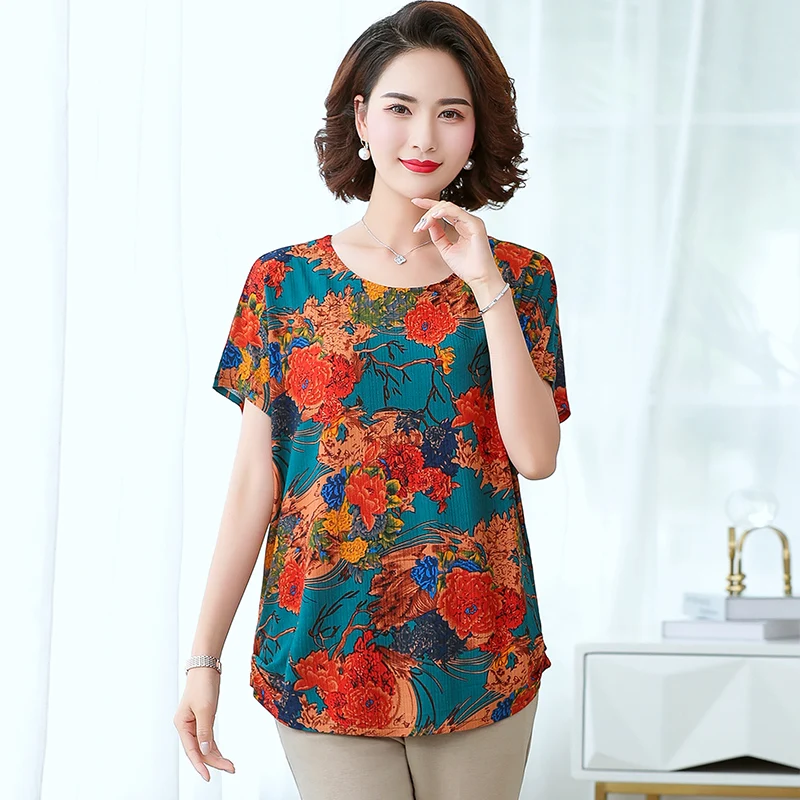 Imitation Silk Female Tops Women Summer Thin Tee Ladies Bat Short Sleeve Loose T-shirt Womens Casual Clothes 3XL 4XL