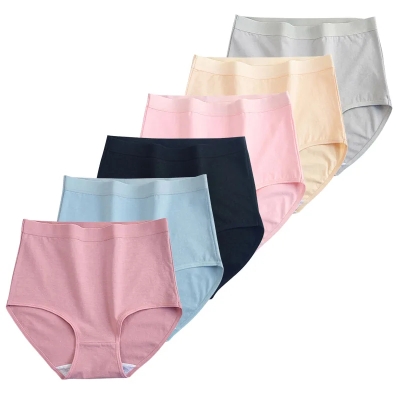 6PCS 100kg Cotton Women\'s underwear High waist Soft Panties, abdomen slimming cute lingerie plus size high quality