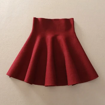 2021 wiosna jesień nowe kobiety spódnica Knitting wełniana spódnica Midi panie wysokiej talii Casual plisowane elastyczne rozkloszowane spódnice damskie