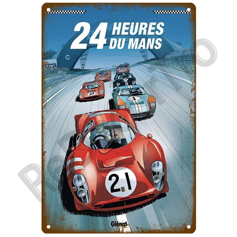 24 Lemans Car Retro Decorative House Metal Sign Plate Posters On The Wall Tin Sign Vintage Poster Decor Wall Art Room Decoration