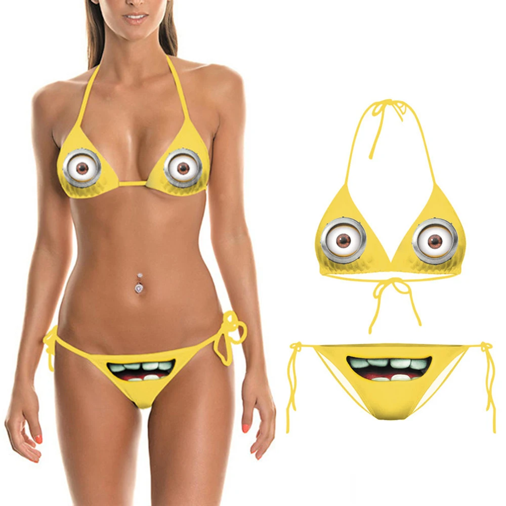 

CLOOCL Sexy Cute Cartoon Bikinis Swimsuit 3D Print Anime Cosplay Beach Women Straps Swimming Suit Women Bikinis Set Bathing Suit