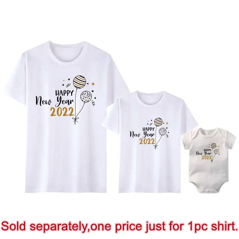 Family Matching Outfits Baby Happy New Year Matching Family Outfits Mother Kid Dad Baby T-shirt Summer Family Clothing Sets Top