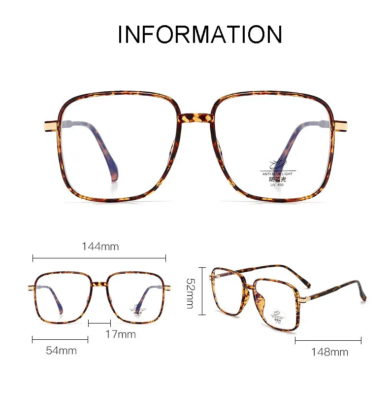 Kunststoff-Brillengestell, großes Rahmen-Design, Vollrandbrille mit Federscharnieren, Anti-Blue-Ray-Brille, Neuankömmling, Unisex – Detail 6