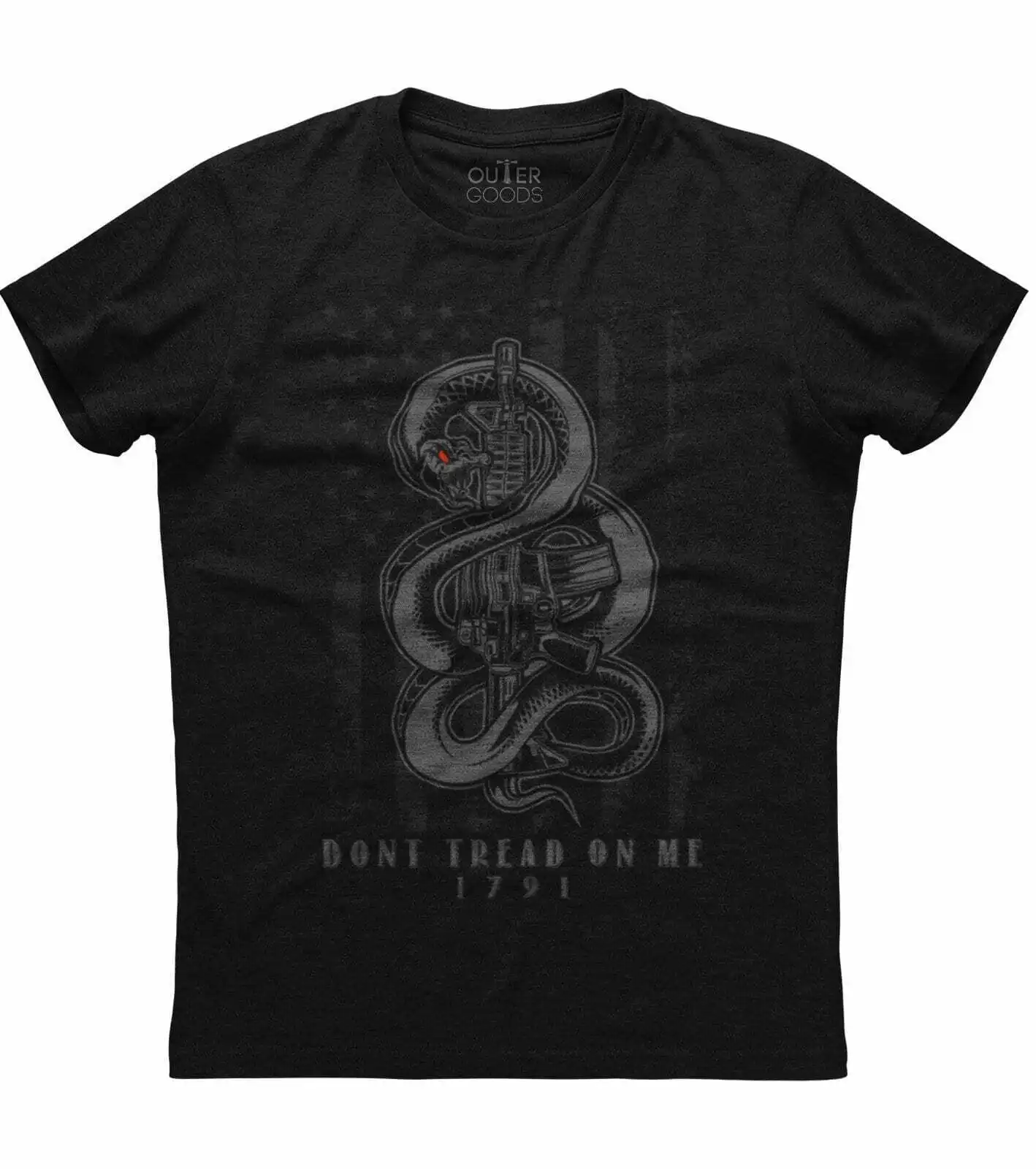 Dont Tread on Me. American Flag Snake Wound Around Gun 2nd Amendment Patriotic T-Shirt. Cotton Short Sleeve O-Neck Mens T Shirt