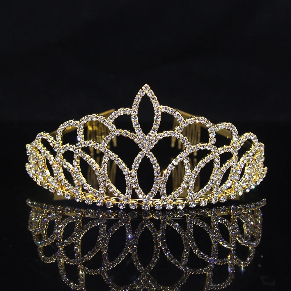 AINAMEISI 2025 New Crystal Bridal Tiaras Gold Rhinestone Pageant Crowns Combs For Women Fashion Party Wedding Hair Accessories